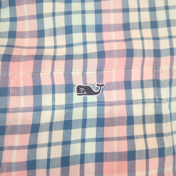 Vineyard Vines Slim Fit Tucker Shirt Size L Large Pink Blue Plaid Classic Career - Picture 4 of 7